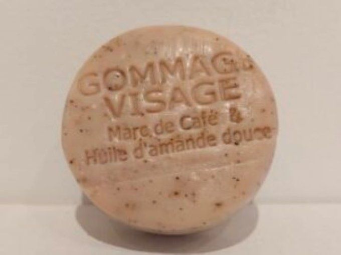 Savon 70gr – Gommage Visage -Au Marc de Café et Huile d’Amande douce Bio			 			